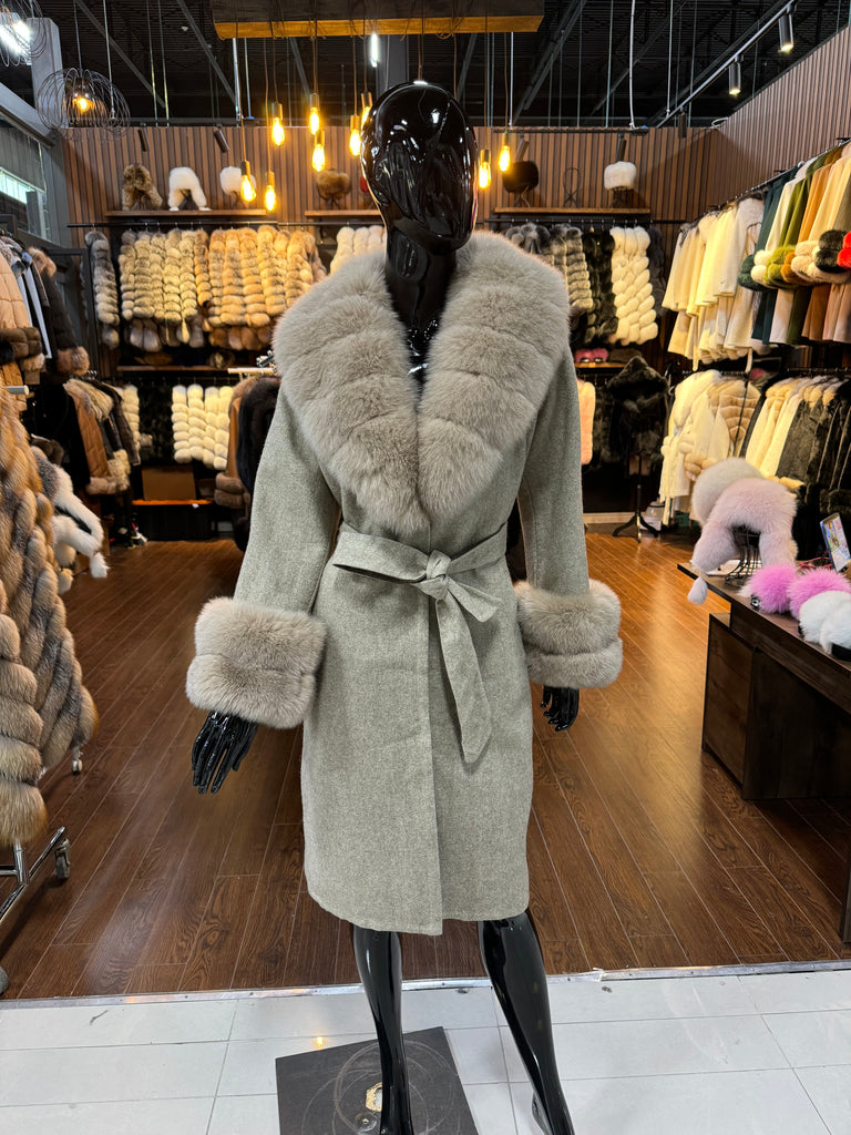 Alpaca Fabric and Fox Fur Coat