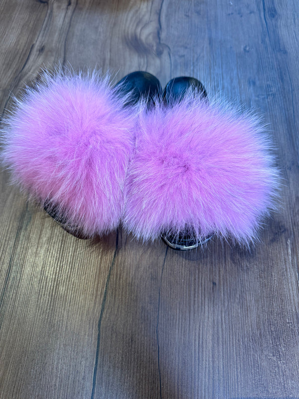 Pink Fox Fur Slippers