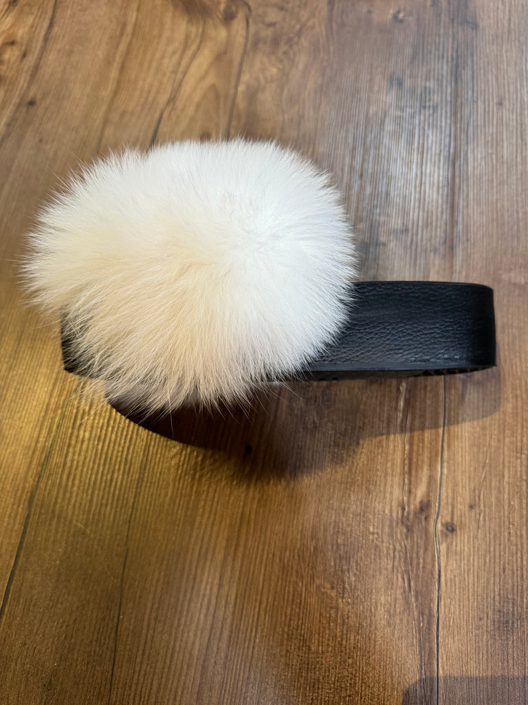 White Fox Fur Slippers