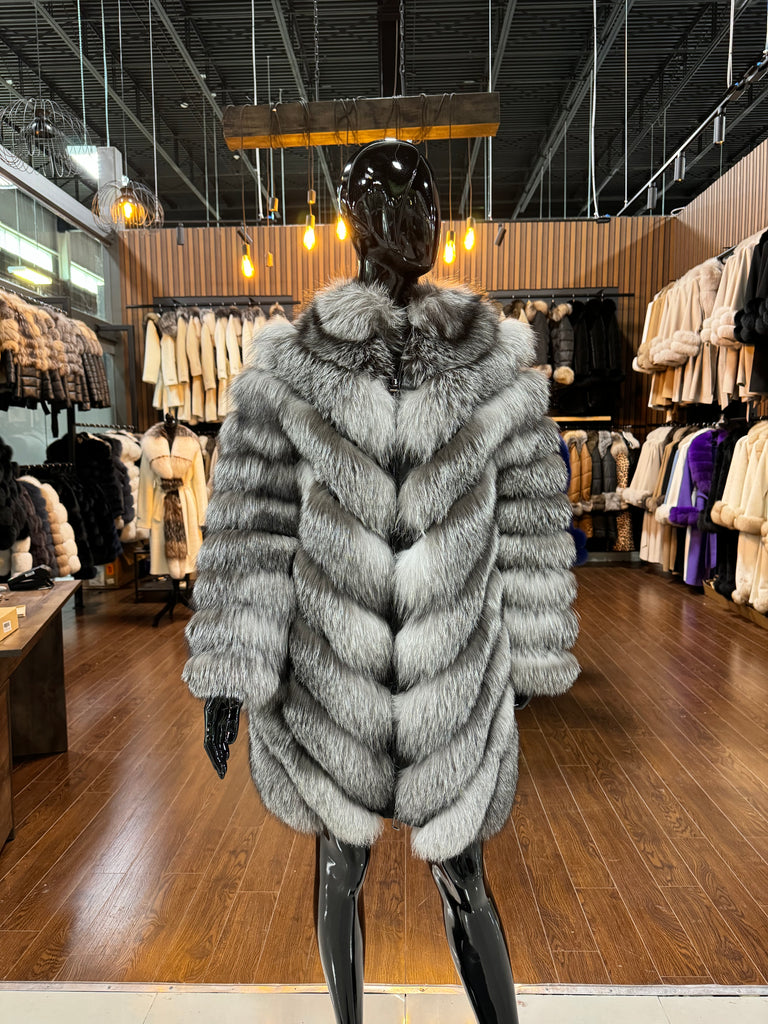 SILVER FOX FUR COAT-SKU 1018