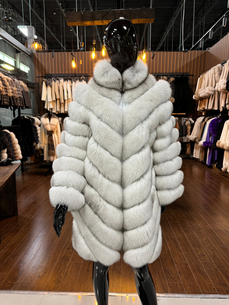 WHITE FOX FUR COAT-SKU 1021