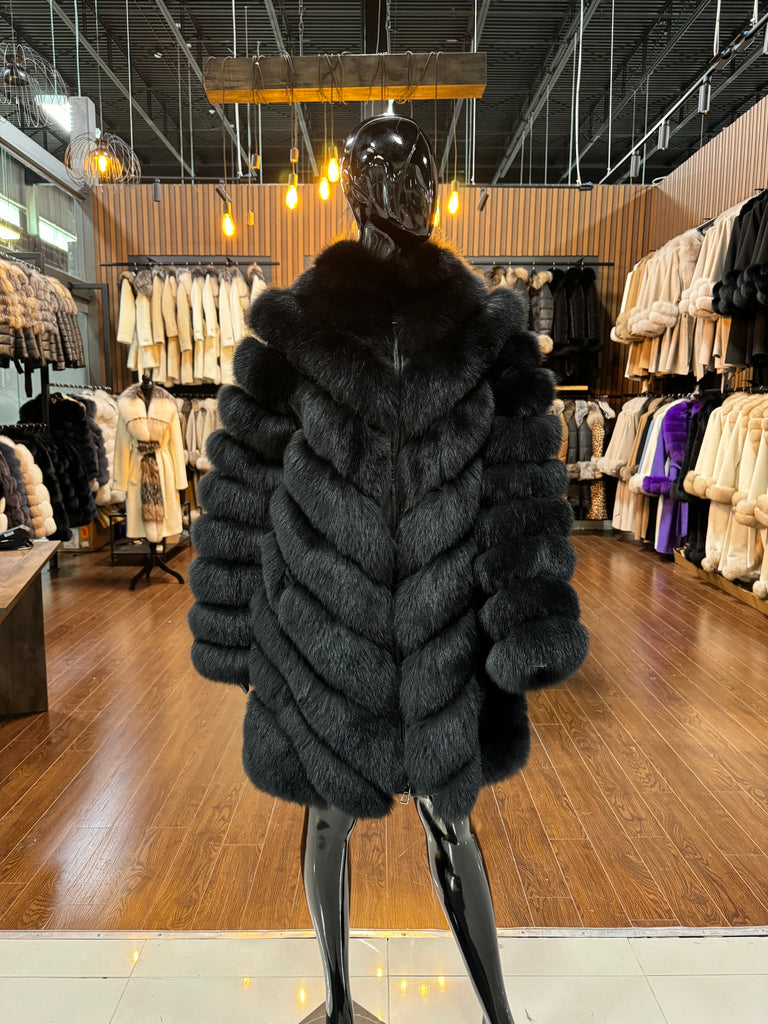 BLACK FOX FUR COAT