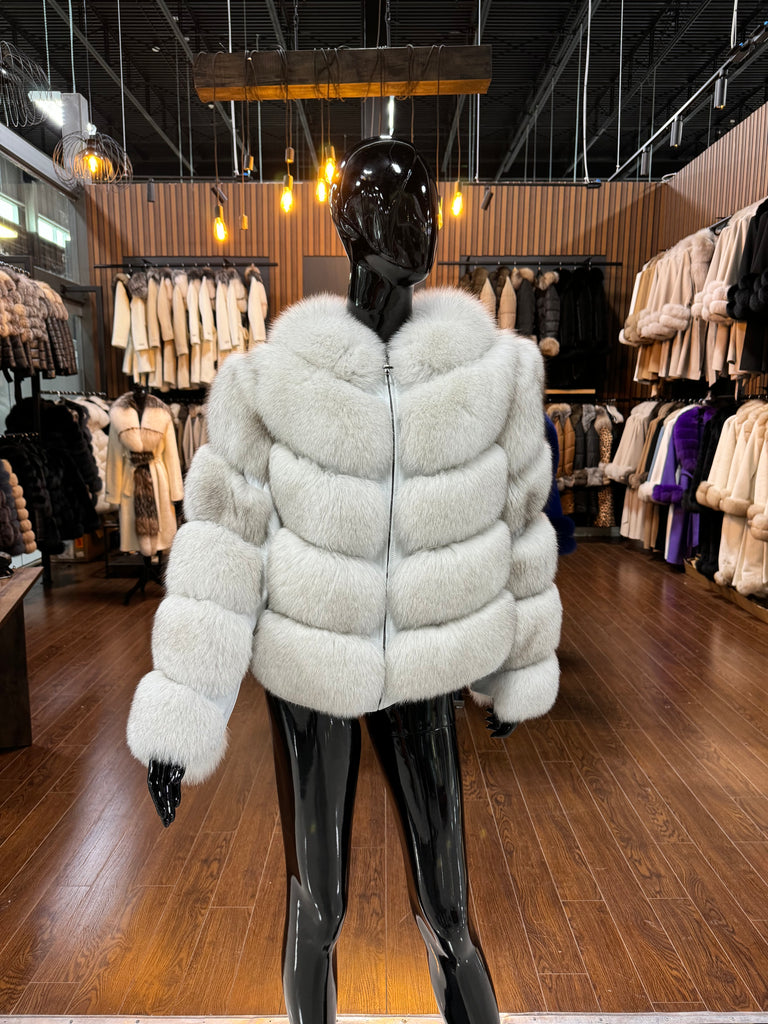 WHITE FOX FUR JACKET-SKU 1022