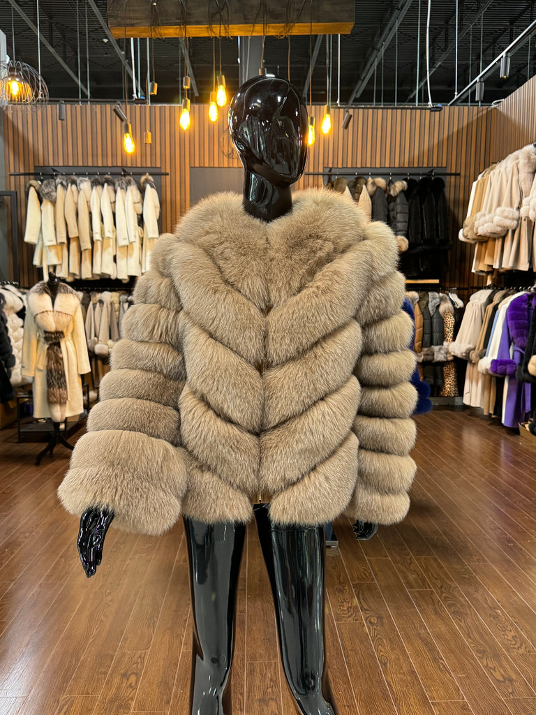 BROWN FOX FUR JACKET-SKU 1014