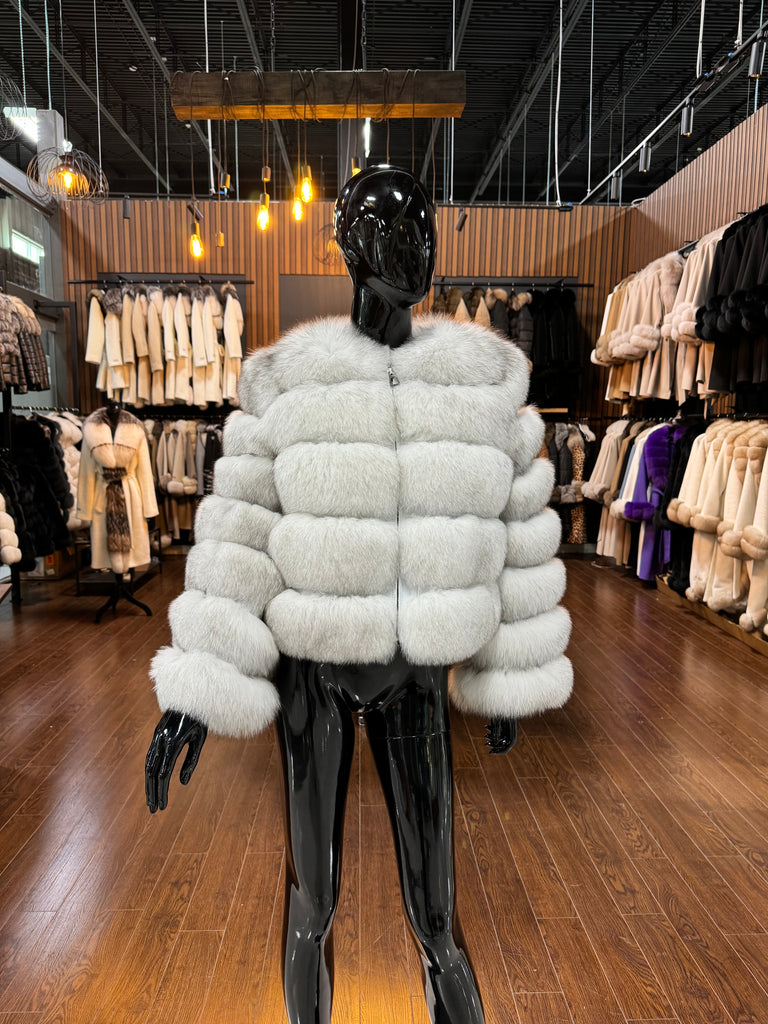 WHITE FOX FUR JACKET-SKU 1023