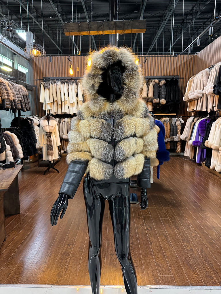 HOODED FOX FUR JACKET