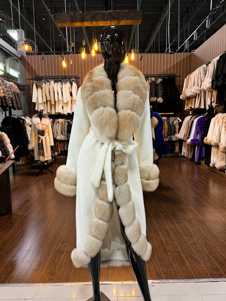 FOX FUR WRAPPED ALCANTARA COAT-SKU 1030