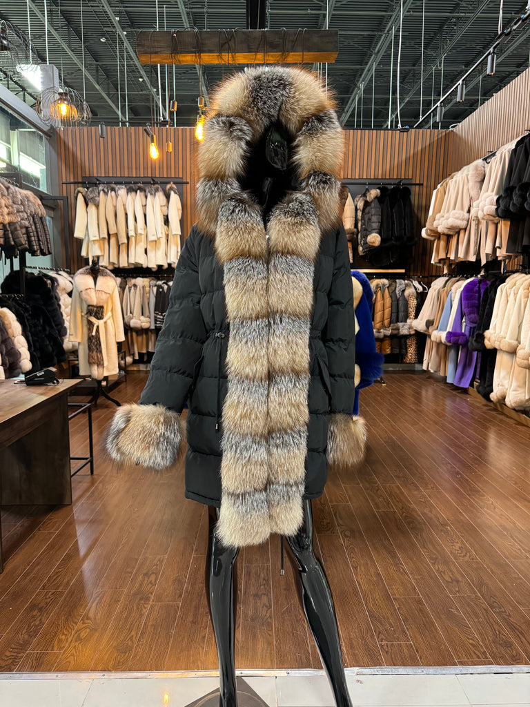 HOODED FOX FUR COAT -SKU 1042