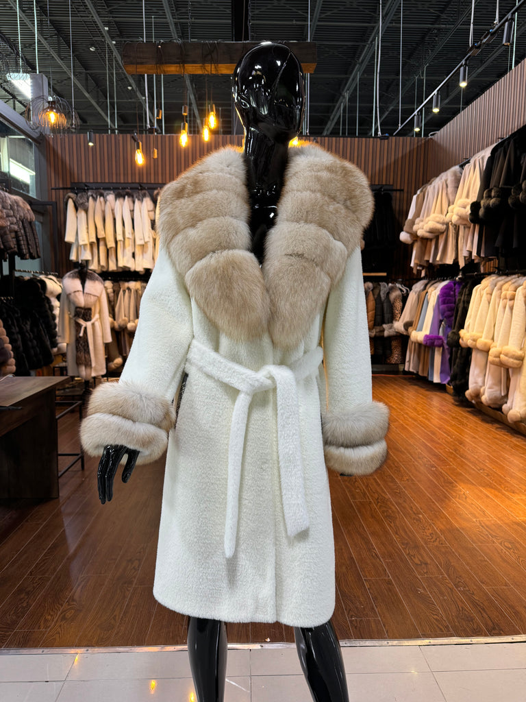 White Alcantara and Real Fox Fur Coat: An Expression of Natural Elegance