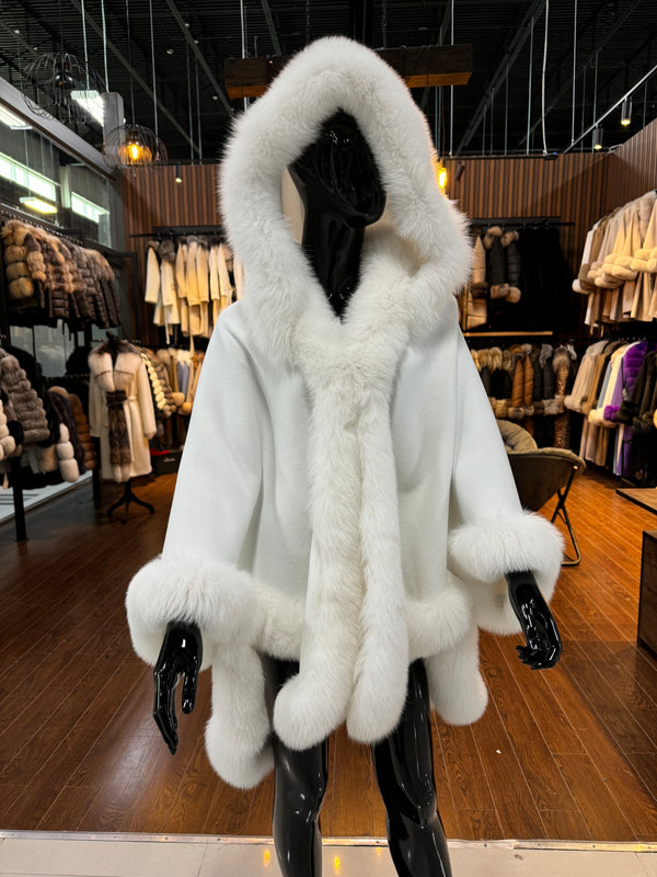 White Fox Fur Poncho